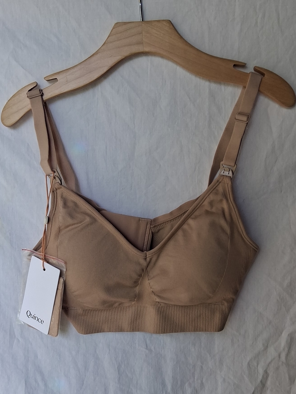 Quince Beige Wireless Nursing Bralette S